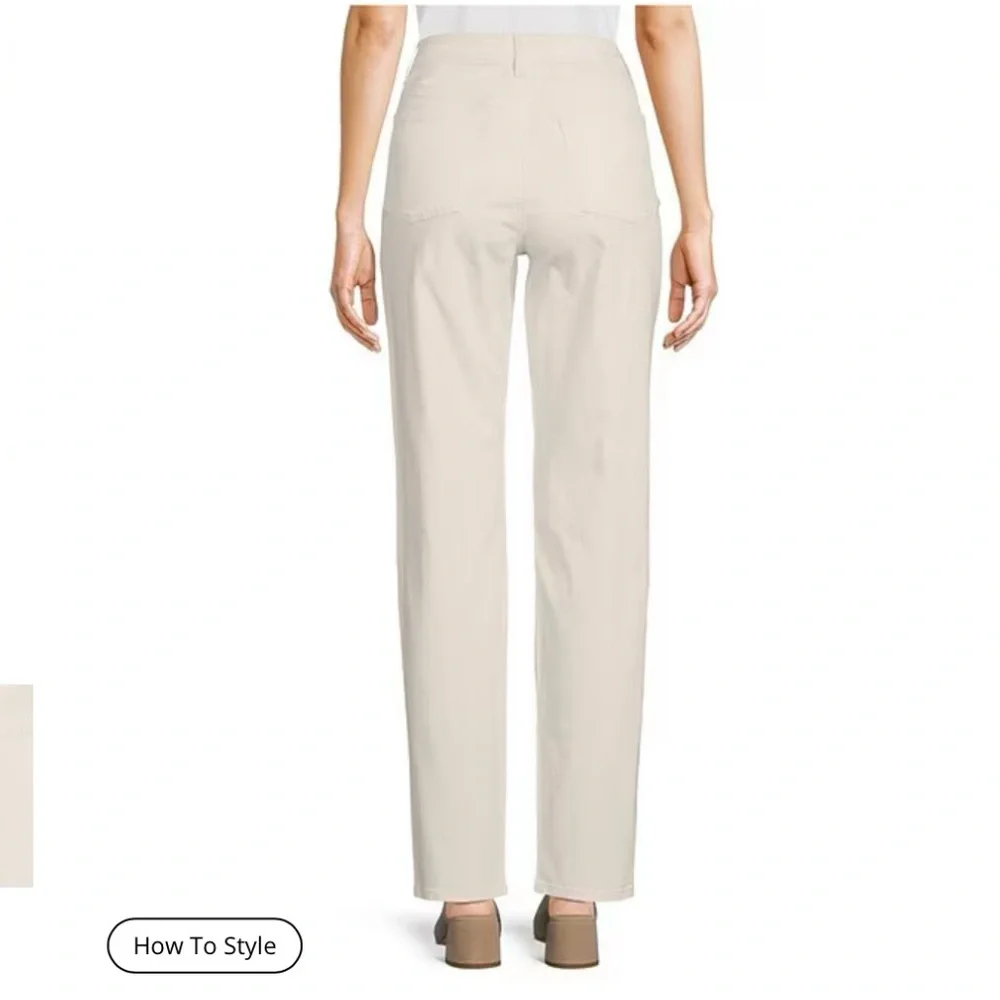 Eileen Fisher Organic High Waisted Slim Straight Ankle Jeans in Natural Size 12 - Picture 2 of 7